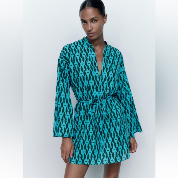 ZARA PRINTED SHORT DRESS SIZE XS NWT - Picture 3 of 7